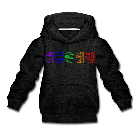PROUD in Rainbow Scratched Lines - Children's Hoodie - charcoal gray