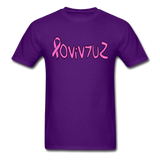 SURVIVOR in Pink Ribbon & Writing - Classic T-Shirt - purple