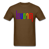 PROUD in Rainbow Abstract Lines - Classic T-Shirt - brown
