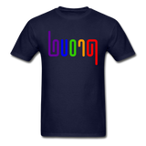 PROUD in Rainbow Abstract Lines - Classic T-Shirt - navy