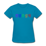 PROUD in Rainbow Scratched Lines - Women's Shirt - turquoise