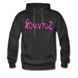 SURVIVOR in Pink Ribbon & Writing - Adult Hoodie - charcoal gray