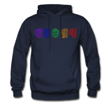 PROUD in Rainbow Scratched Lines - Adult Hoodie - navy