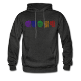 PROUD in Rainbow Scratched Lines - Adult Hoodie - charcoal gray