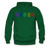 PROUD in Rainbow Scratched Lines - Adult Hoodie - forest green