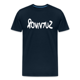 SURVIVOR in Ribbon & Writing - Organic Cotton T-Shirt - deep navy