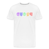 PROUD in Rainbow Scratched Lines - Organic Cotton T-Shirt - white