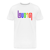 PROUD in Rainbow Abstract Lines - Organic Cotton T-Shirt - white