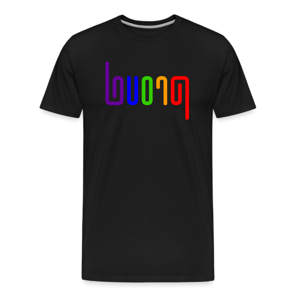 PROUD in Rainbow Abstract Lines - Organic Cotton T-Shirt - black