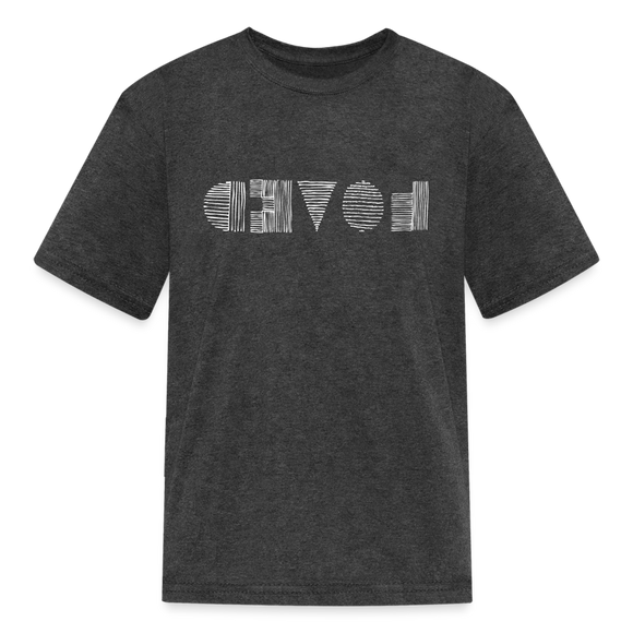 LOVED in Scratched Lines - Child's T-Shirt - heather black