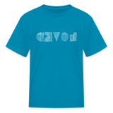 LOVED in Scratched Lines - Child's T-Shirt - turquoise