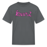 SURVIVOR in Pink Ribbon & Writing - Child's T-Shirt - charcoal