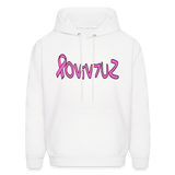 SURVIVOR in Pink Ribbon & Writing - Adult Hoodie - white