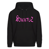 SURVIVOR in Pink Ribbon & Writing - Adult Hoodie - black