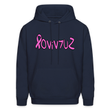 SURVIVOR in Pink Ribbon & Writing - Adult Hoodie - navy