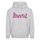 SURVIVOR in Pink Ribbon & Writing - Adult Hoodie - ash 