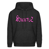 SURVIVOR in Pink Ribbon & Writing - Adult Hoodie - charcoal grey