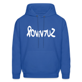 SURVIVOR in Ribbon & Writing - Adult Hoodie - royal blue