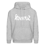 SURVIVOR in Ribbon & Writing - Adult Hoodie - heather gray