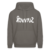 SURVIVOR in Ribbon & Writing - Adult Hoodie - asphalt gray