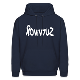 SURVIVOR in Ribbon & Writing - Adult Hoodie - navy