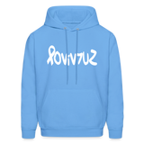 SURVIVOR in Ribbon & Writing - Adult Hoodie - carolina blue