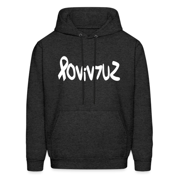 SURVIVOR in Ribbon & Writing - Adult Hoodie - charcoal grey