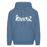 SURVIVOR in Ribbon & Writing - Adult Hoodie - denim blue