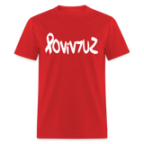 SURVIVOR in Ribbon & Writing - Classic T-Shirt - red