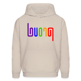 PROUD in Rainbow Abstract Lines - Adult Hoodie - Sand