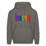 PROUD in Rainbow Abstract Lines - Adult Hoodie - asphalt gray