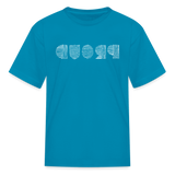 PROUD in Scratched Lines - Child's T-Shirt - turquoise