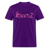 SURVIVOR in Pink Ribbon & Writing - Classic T-Shirt - purple