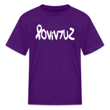 SURVIVOR in Ribbon & Writing - Child's T-Shirt - purple