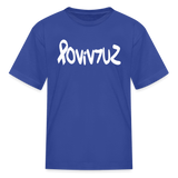 SURVIVOR in Ribbon & Writing - Child's T-Shirt - royal blue