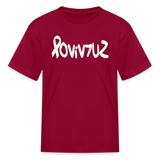 SURVIVOR in Ribbon & Writing - Child's T-Shirt - dark red