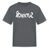 SURVIVOR in Ribbon & Writing - Child's T-Shirt - charcoal