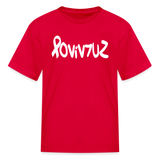 SURVIVOR in Ribbon & Writing - Child's T-Shirt - red