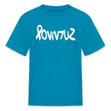 SURVIVOR in Ribbon & Writing - Child's T-Shirt - turquoise