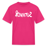 SURVIVOR in Ribbon & Writing - Child's T-Shirt - fuchsia