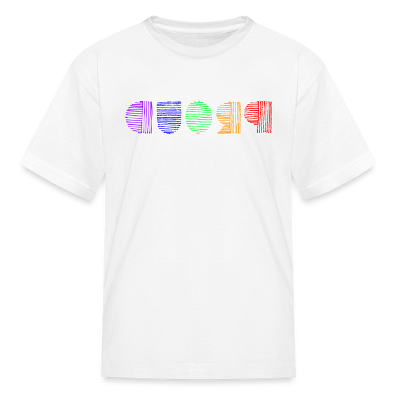 PROUD in Rainbow Scratched Lines - Child's T-Shirt - white