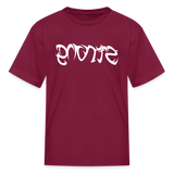 STRONG in Tribal Characters - Child's T-Shirt - burgundy