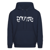 STRONG in Tribal Characters - Adult Hoodie - navy