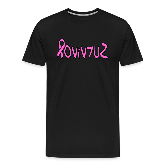 SURVIVOR in Pink Ribbon & Writing - Organic Cotton T-Shirt - black