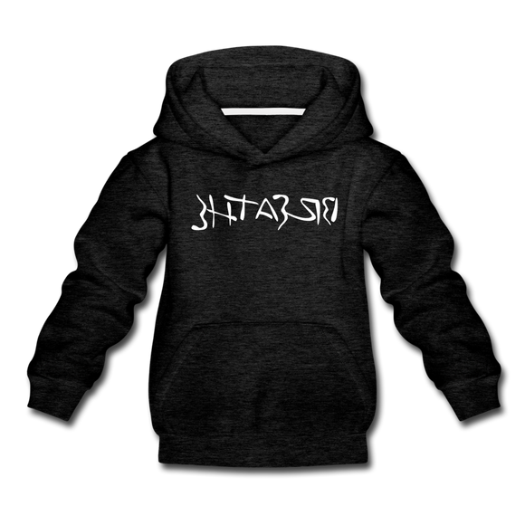 BREATHE in Ink Characters - Children's Hoodie - charcoal gray