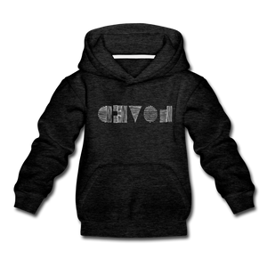 LOVED in Scratched Lines - Children's Hoodie - charcoal gray