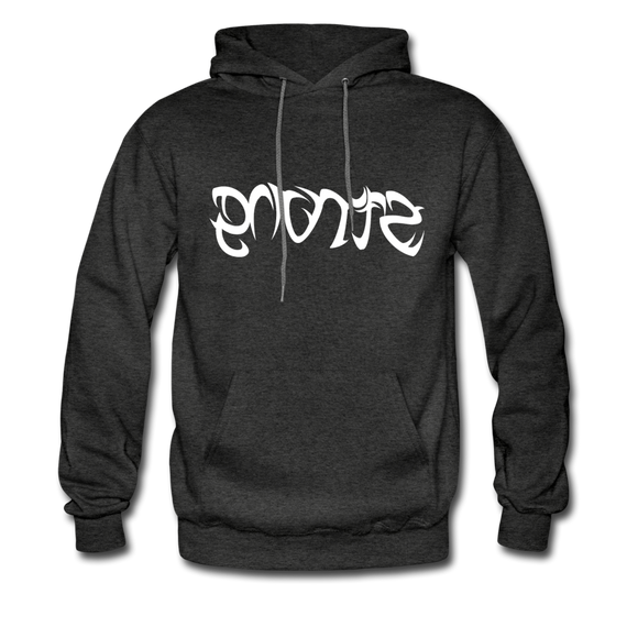 STRONG in Tribal Characters - Adult Hoodie - charcoal gray