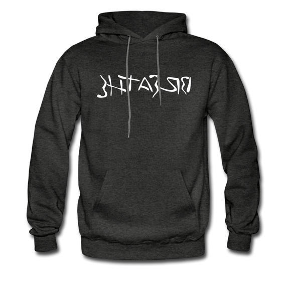 BREATHE in Ink Characters - Adult Hoodie - charcoal gray