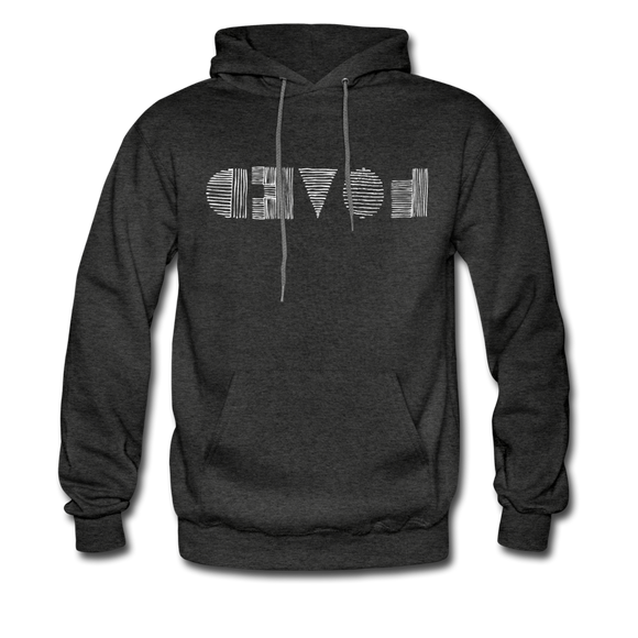 LOVED in Scratched Lines - Adult Hoodie - charcoal gray