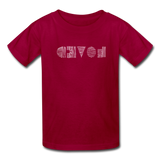 LOVED in Scratched Lines - Child's T-Shirt - dark red